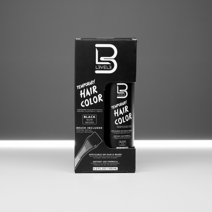 L3VEL3 TEMPORARY BEARD COLOR BLACK - Tekoča črna barva za prekrivanje svetlih dlak in las