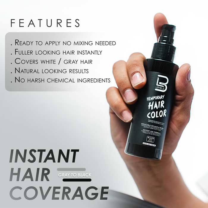 L3VEL3 TEMPORARY BEARD COLOR BLACK - Tekoča črna barva za prekrivanje svetlih dlak in las