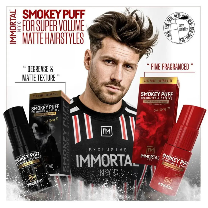 IMMORTAL NYC SMOKEY PUFF VOLUMIZING & STYLING POWDER WAX BLACK - sprej za volumen z mat učinkom