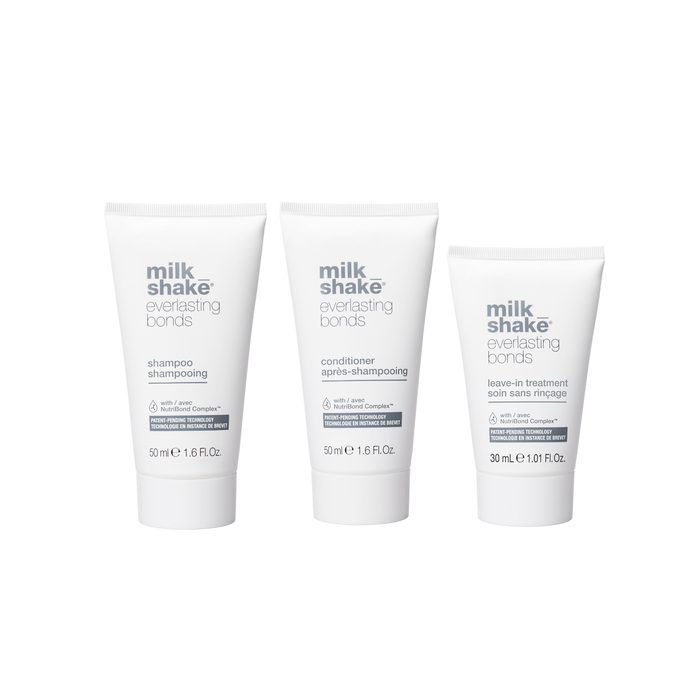 TRAVEL SIZE Everlasting Bonds "Maintenance" paket Šampon + Regenerator + Leave-in + GRATIS torbica