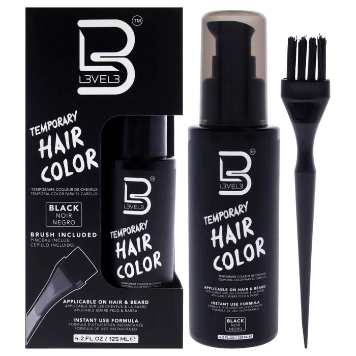 L3VEL3 TEMPORARY BEARD COLOR BLACK - Tekoča črna barva za prekrivanje svetlih dlak in las